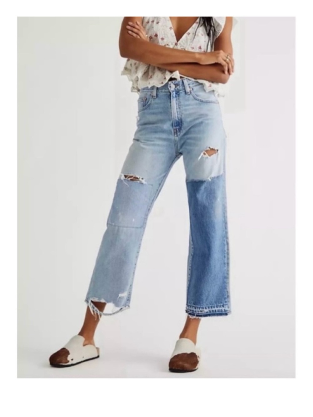 Denimist- Pierce Highrise Relaxed Light Blue Patchwork Women’s Jeans